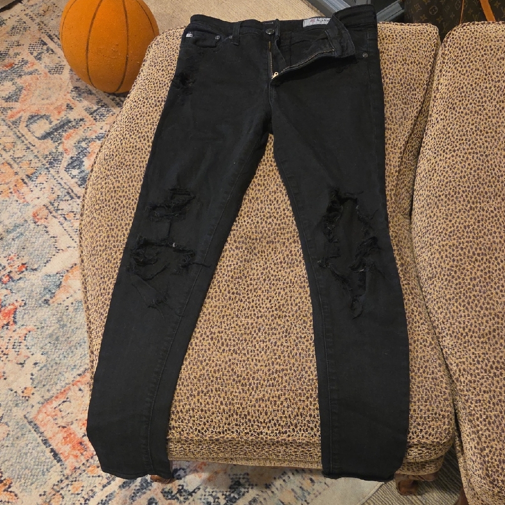 AG Adriano Goldschmied Black Distressed Skinny Jeans
